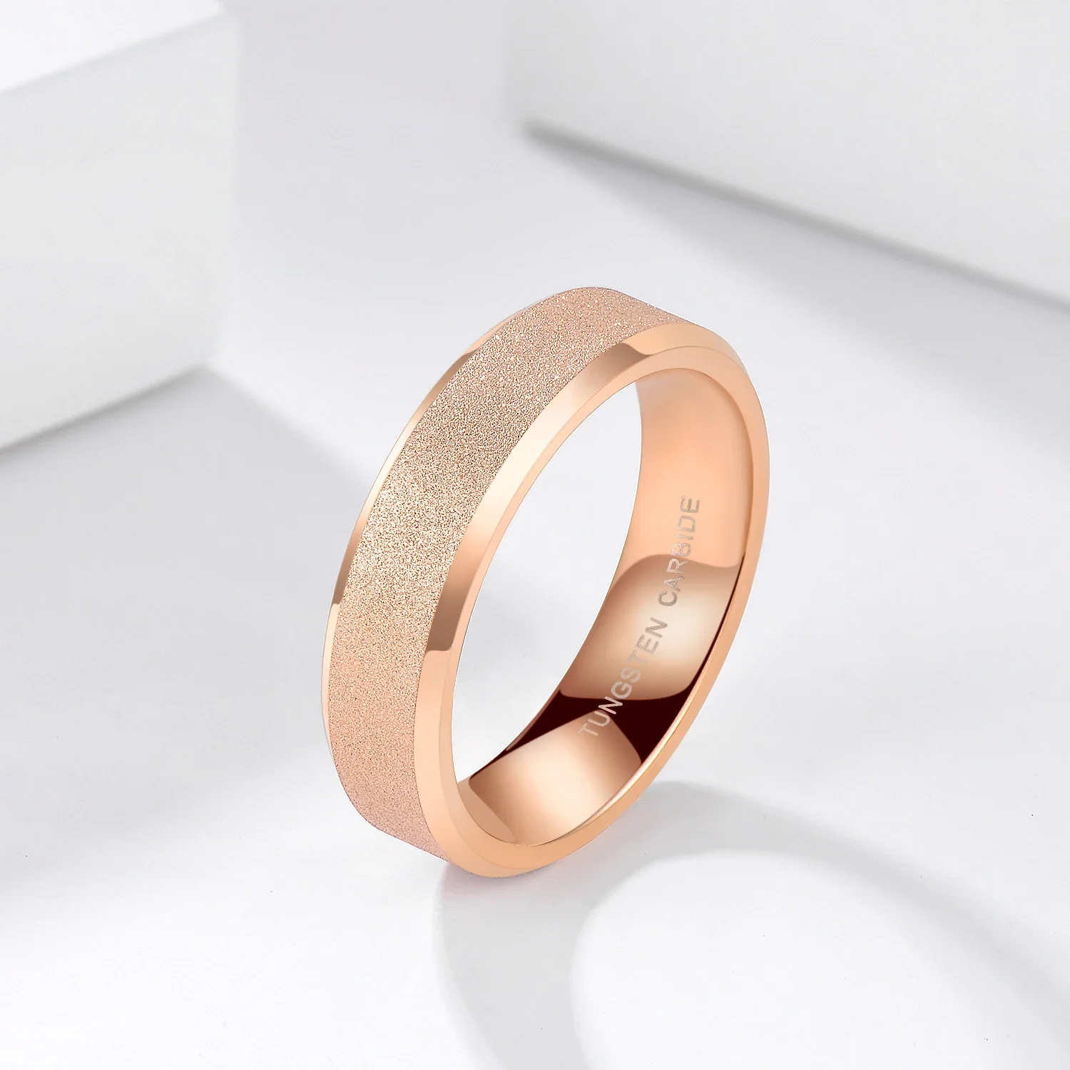 TIGRADE Tungsten Carbide Rose Gold Frosted Ring 4mm 6mm For Women Men Wedding Engagement Band Matte Brushed Female anillos mujer