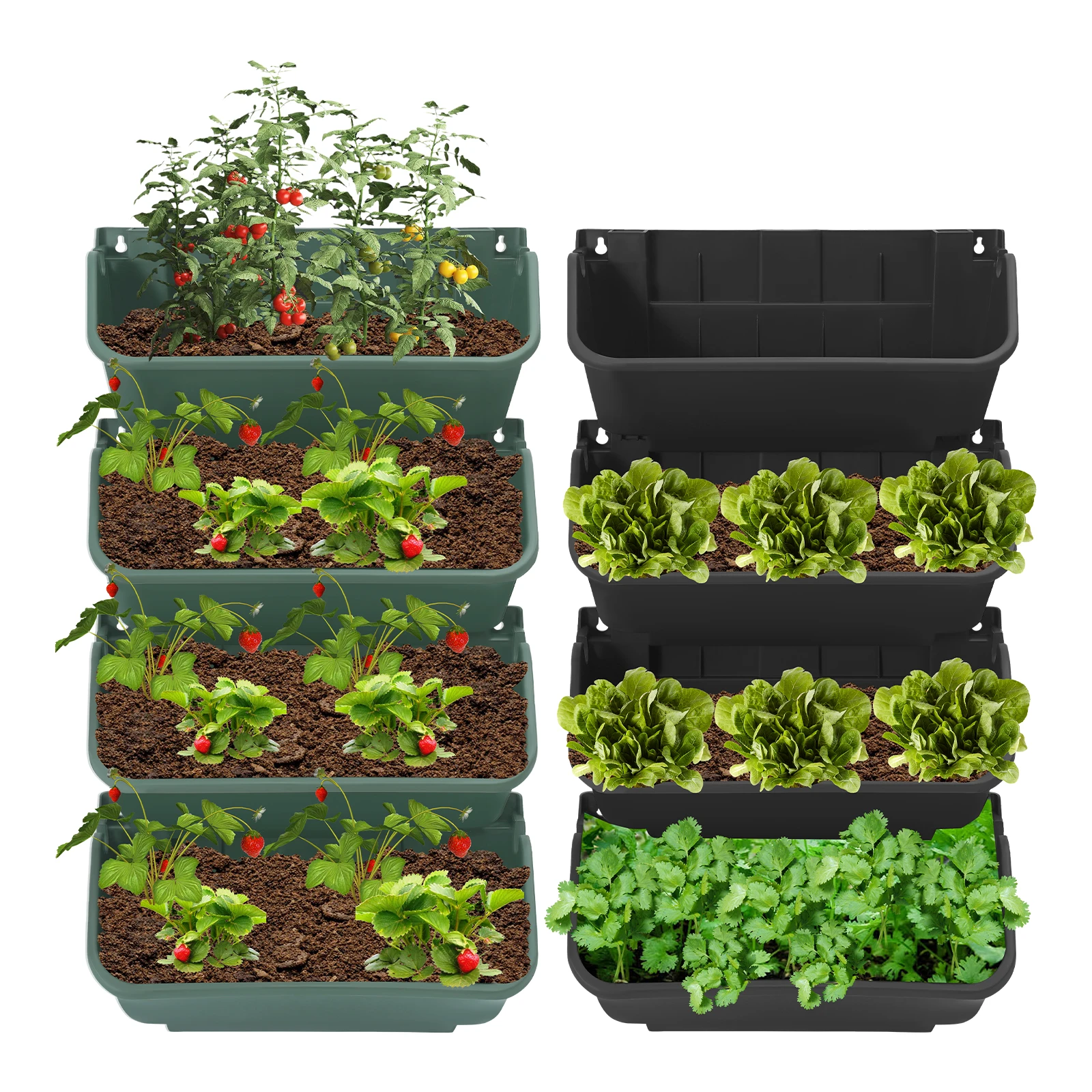 Fioriere Verticali Sospese da 16/36 Tasche - Porta Piante da Parete con Drenaggio per Balcone/Ringhiera/Recinzione
