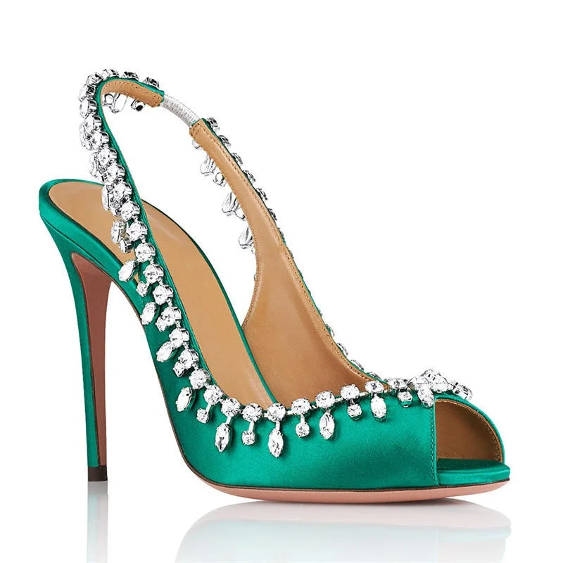 

Модные атласные босоножки на высоком каблуке со стразами на резиновой подошве Bridal oes Удобный тонкий каблук Fi Mouth Ape