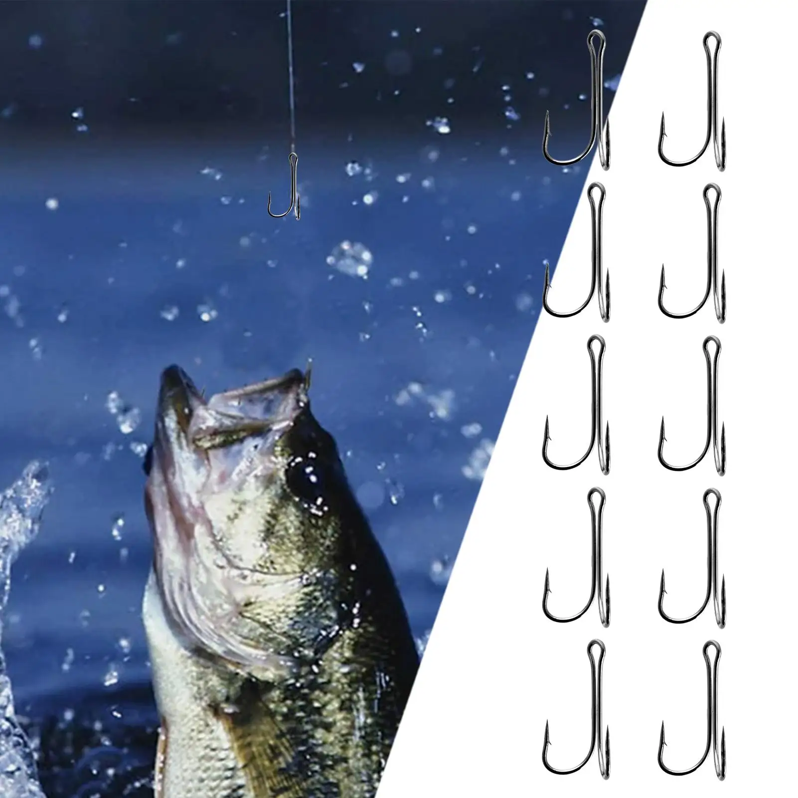 Barbed Fish Hooks 10 Pack High Carbon Steel Treble Hooks Anti Escape Frog Lures Tackle Set Catfish Crappie Shrimp Fishing - view 5