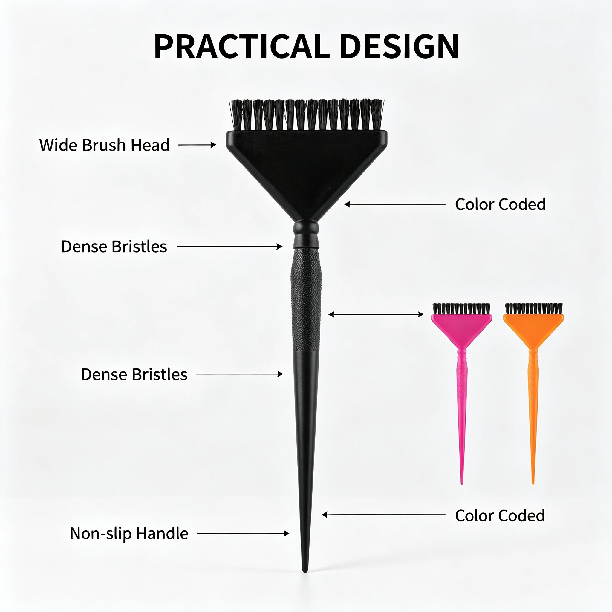 1 Stück/3 Stück Haarfärbe-Detailpinsel-Set, Dreieckiger Pinsel mit Weichen Borsten für Haarfärbung, Professionelles Friseurwerkzeug – Detail 7