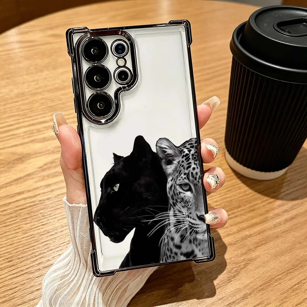 Black Panther Leopard Head Anti-Drop Funda For Samsung Galaxy S26 S25 S24 S23 S22 S21 FE Ultra Plus 5G Soft Cover Phone Case