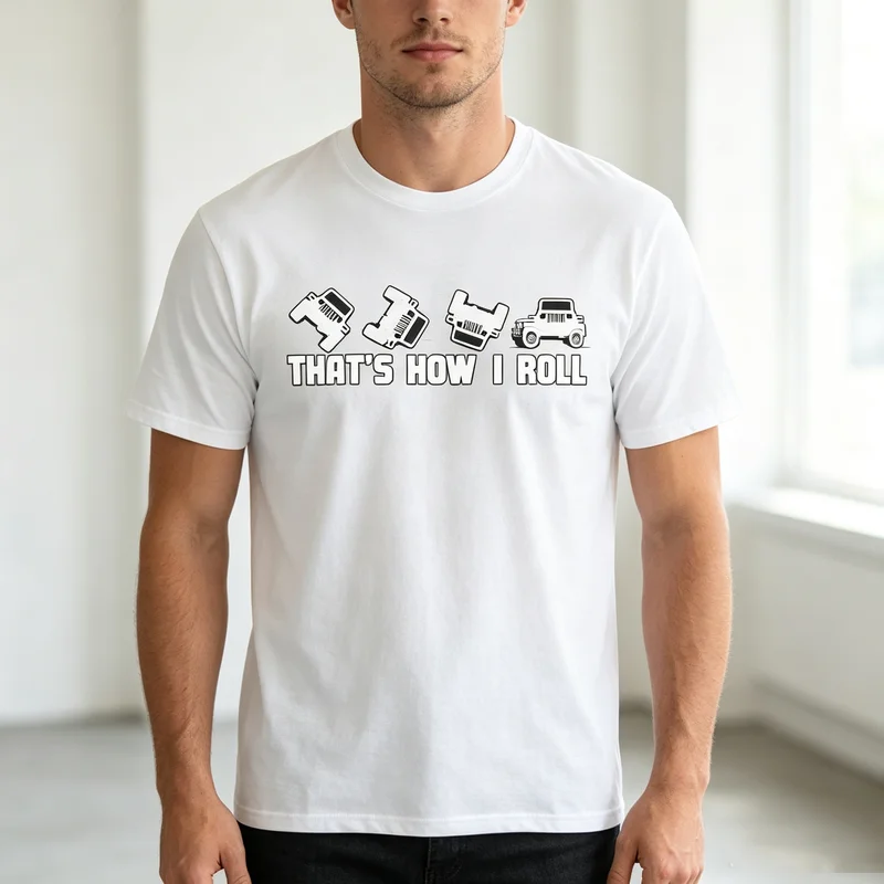 Off Road Adventure Lover T Shirt That's How I Roll Jeep Graphic Print Soft Cotton Crew Neck Top  Y2k Top Harajuku Oversized  Tee