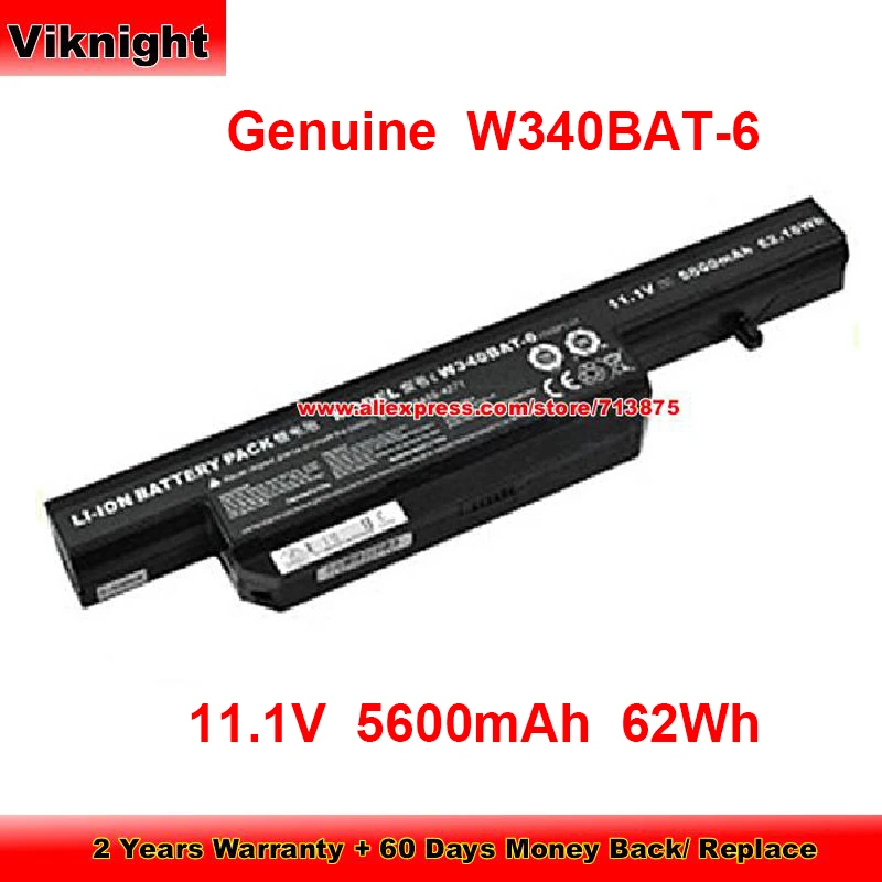 Genuine W340BAT-6 Battery 6-87-W345S-4G4 for Clevo G150S W340EL W345EL W34xEL Falcon F-10 6-87-W345S-4271 11.1V 5600mAh 62Wh