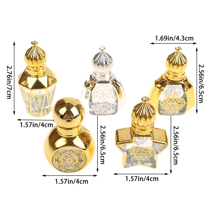 Mini butelka na olejki eteryczne kształt korony butelkowanie perfum przenośna przezroczysta podróżna galwanizowana szklana pusta butelka