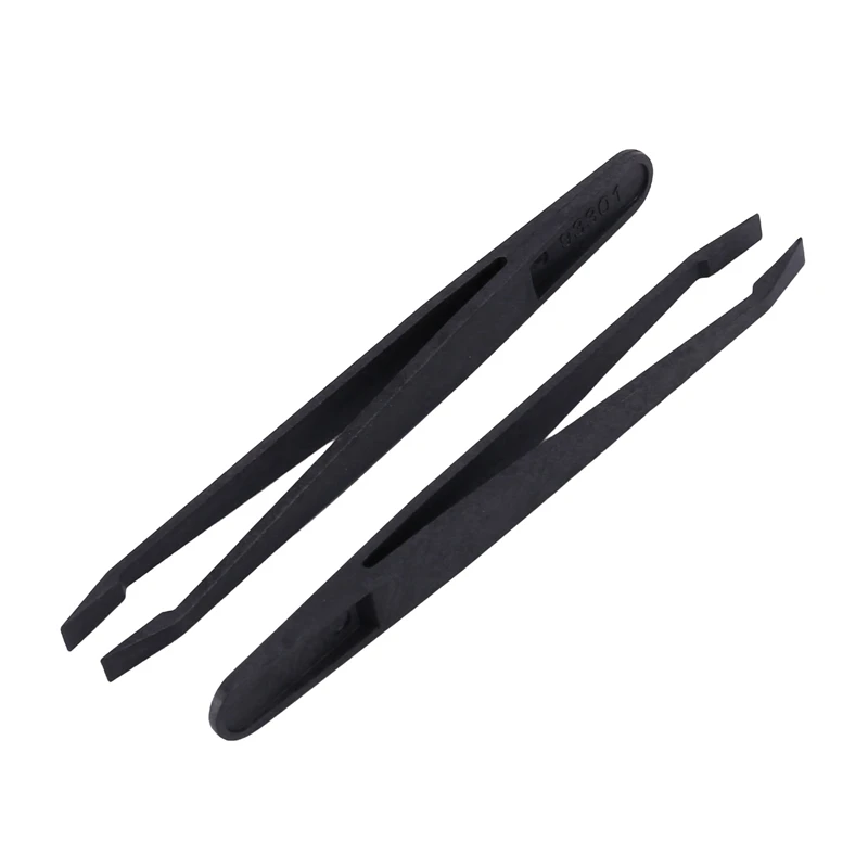 30 Pcs Manual Tool Black Plastic Flat Tip Anti-Static Tweezer 12Cm Long