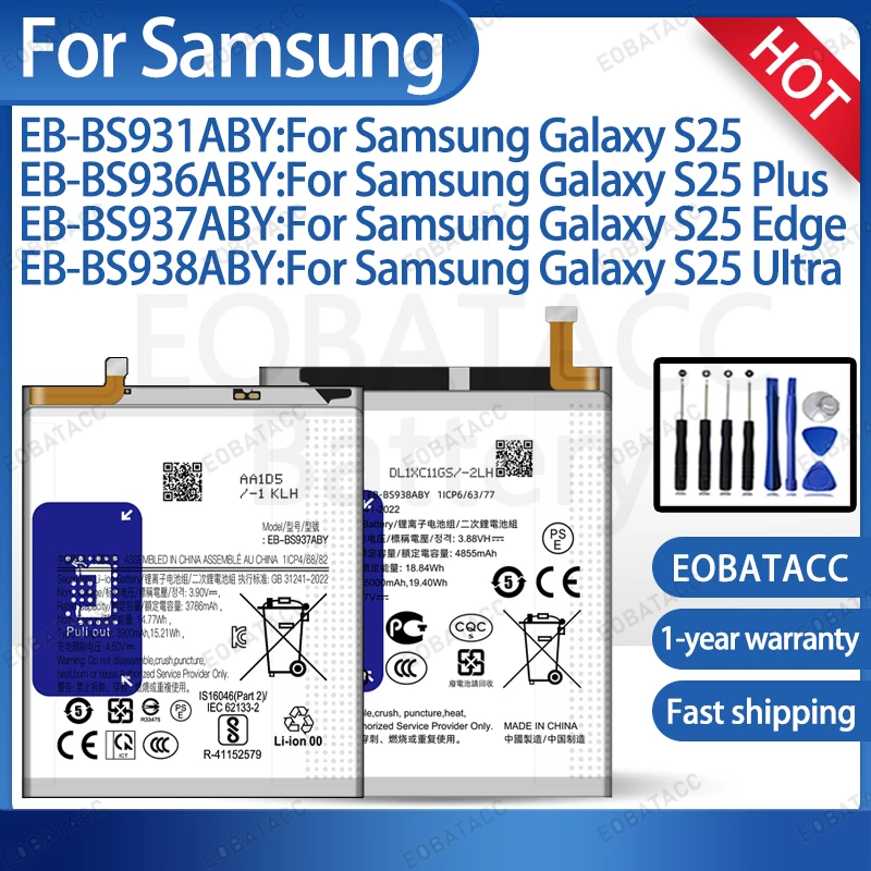 For Samsung Galaxy S25 Edge Plus Ultra Battery High Capacity Replacement Premium Quality 0 Cycle 1 Year Warranty +Free Tools