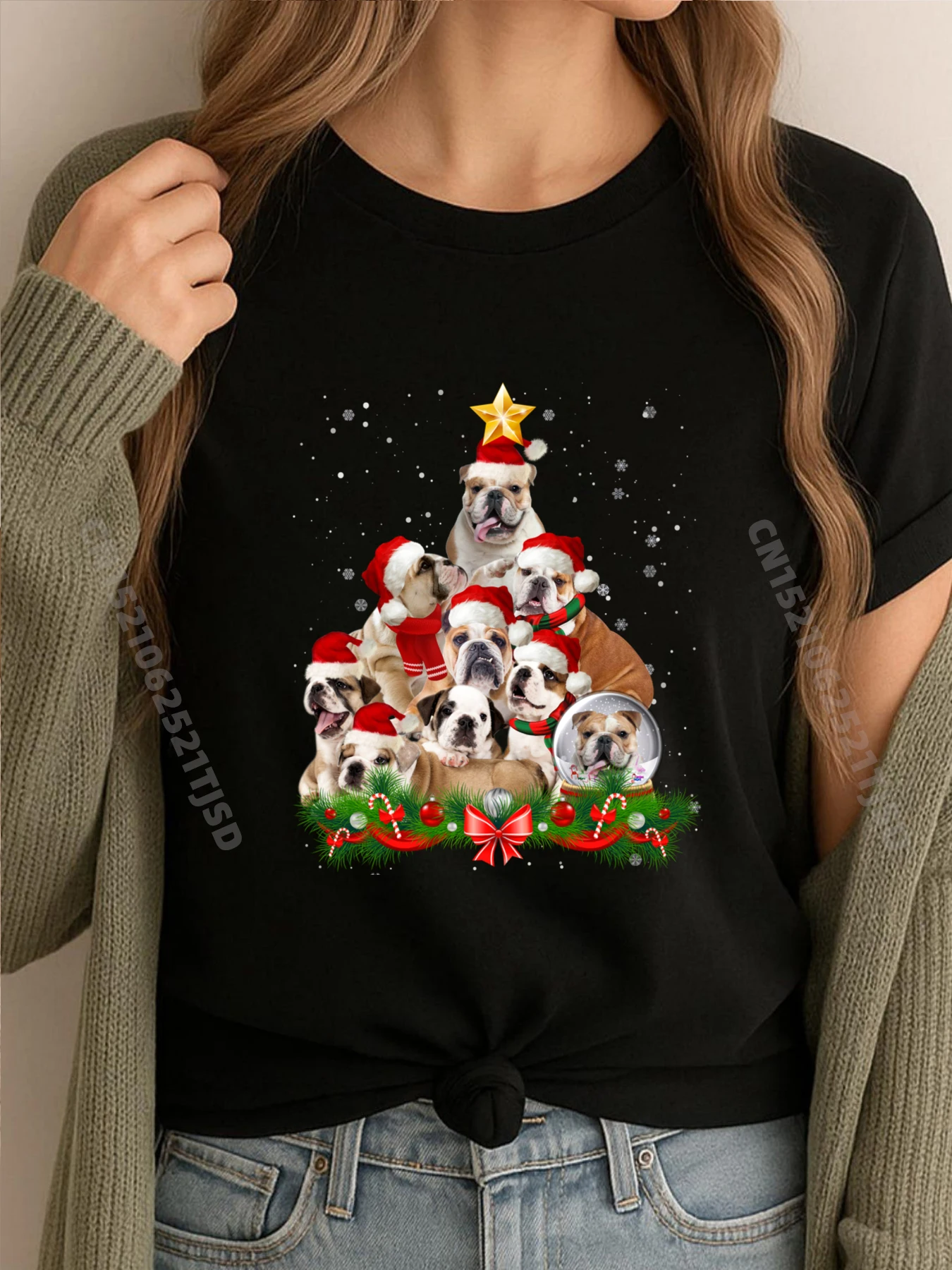 

Рубашки с рисунком бульдога, собаки, рождественской елки, женские и мужские футболки, сумасшедшие