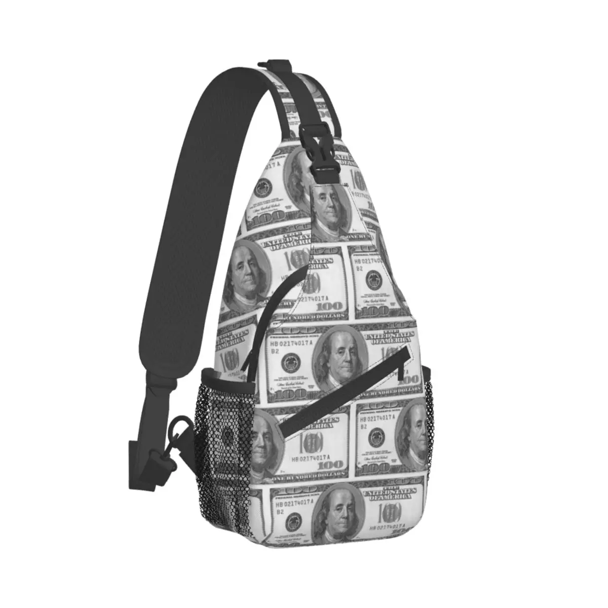 

100 Dollar Bill USA Crossbody Sling Bags Chest Bag Money Pattern Shoulder Backpack Daypack for Hiking Outdoor Cycling Bag