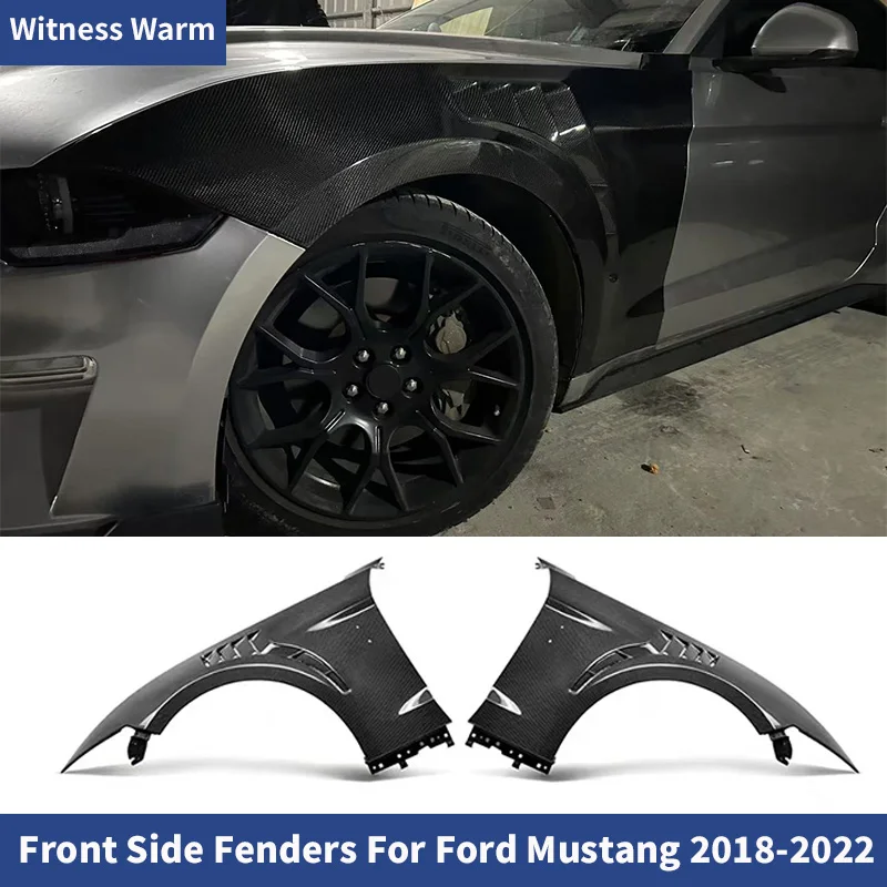 Carbon Fiber Front Bumper Fenders Vent Side Fenders Fit for Ford Mustang Boby Kit 2018-2022