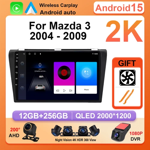 Reproductor de vídeo Android 15 Radio de coche para Mazda 3 2004 - 2009 2din con BOSE Multimedia Carplay estéreo GPS unidad principal WIFI + 4G