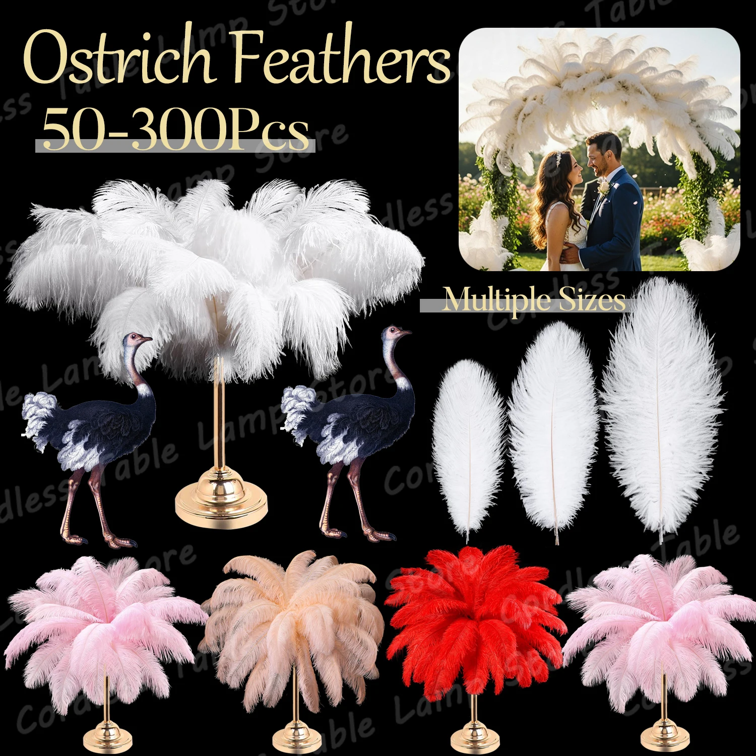 

30-150Pcs Ostrich Feathers Bulk for Wedding Table Centerpiece Natural Ostrich Feathers for DIY Crafts and Party Plumas Decor