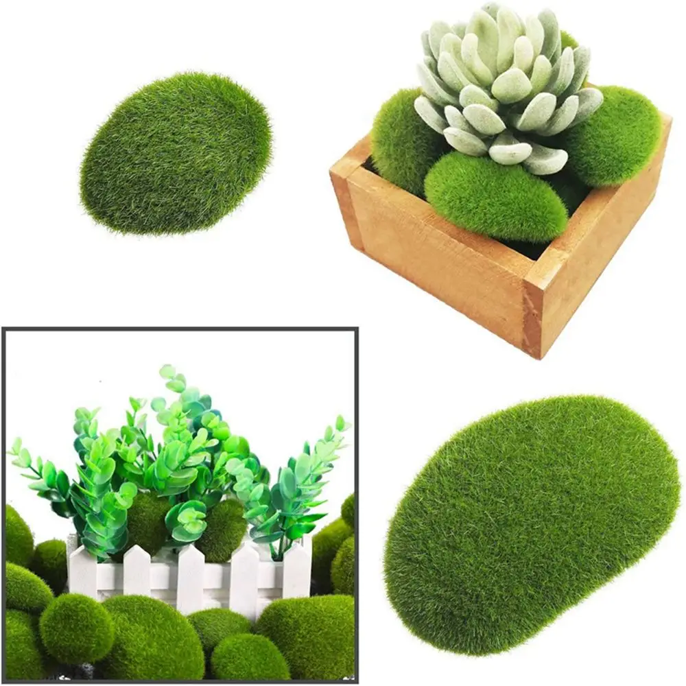 

Fake Stone Floral Arrangements Wall Decor Artificial Green Moss Ball Faux Green Moss Simulation Plant Artificial Moss Rocks