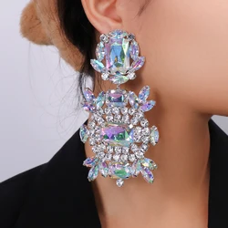 Stonefans Statement ab Crystal Large Earrings Exaggerated Jewelry Women Rhinestone Dangle Earrings African Accessories Gift