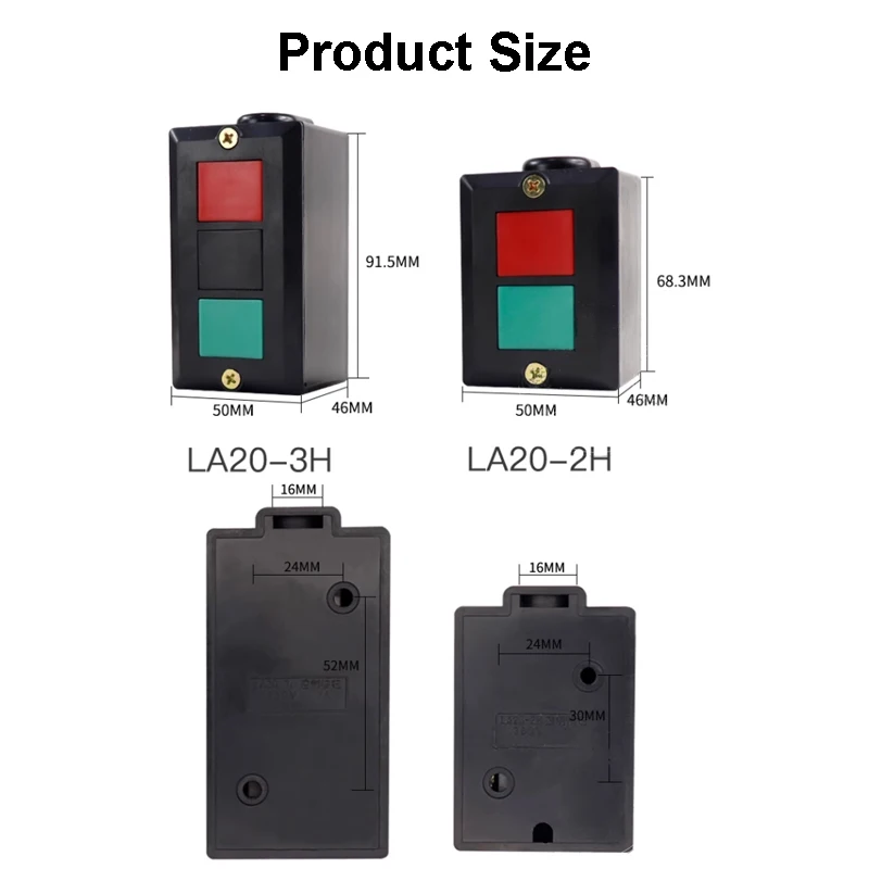 LA20-3H LA20-2H Start Button Snap Switch 3-Position Control Button Start Stop Reset Snap Switch