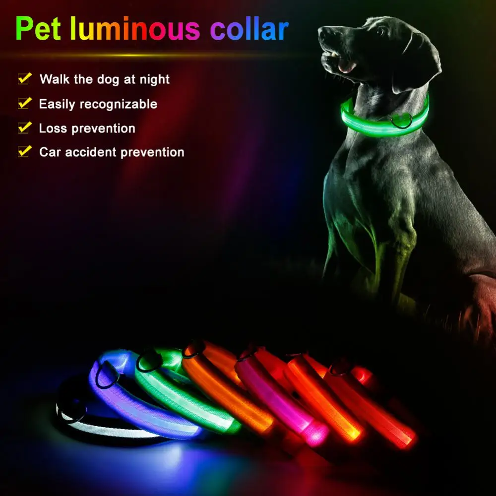 Led Dog Collar Luminous Usb Cat Dog Collar Small Bright Labrador Pets Safety Adjustable Dog Loss Prevention Puppy Accessories