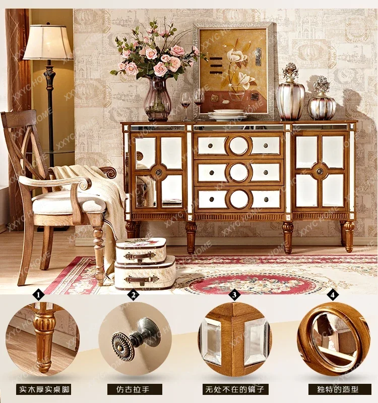Yh29 Light Luxury Mirror Sideboard Cabinet Living Room Entrance Entrance Foyer Curio Cabinet Entrance Storage Cabinet