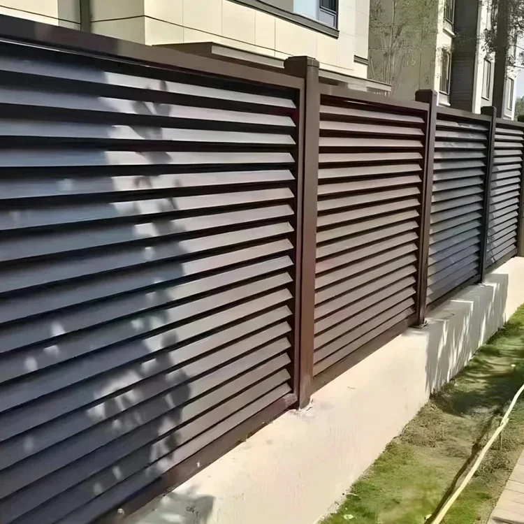 

Aluminum Fence Black Horizontal Aluminum Louver Garden Metal Fence Slats Panels Post Aluminum Privacy Fence