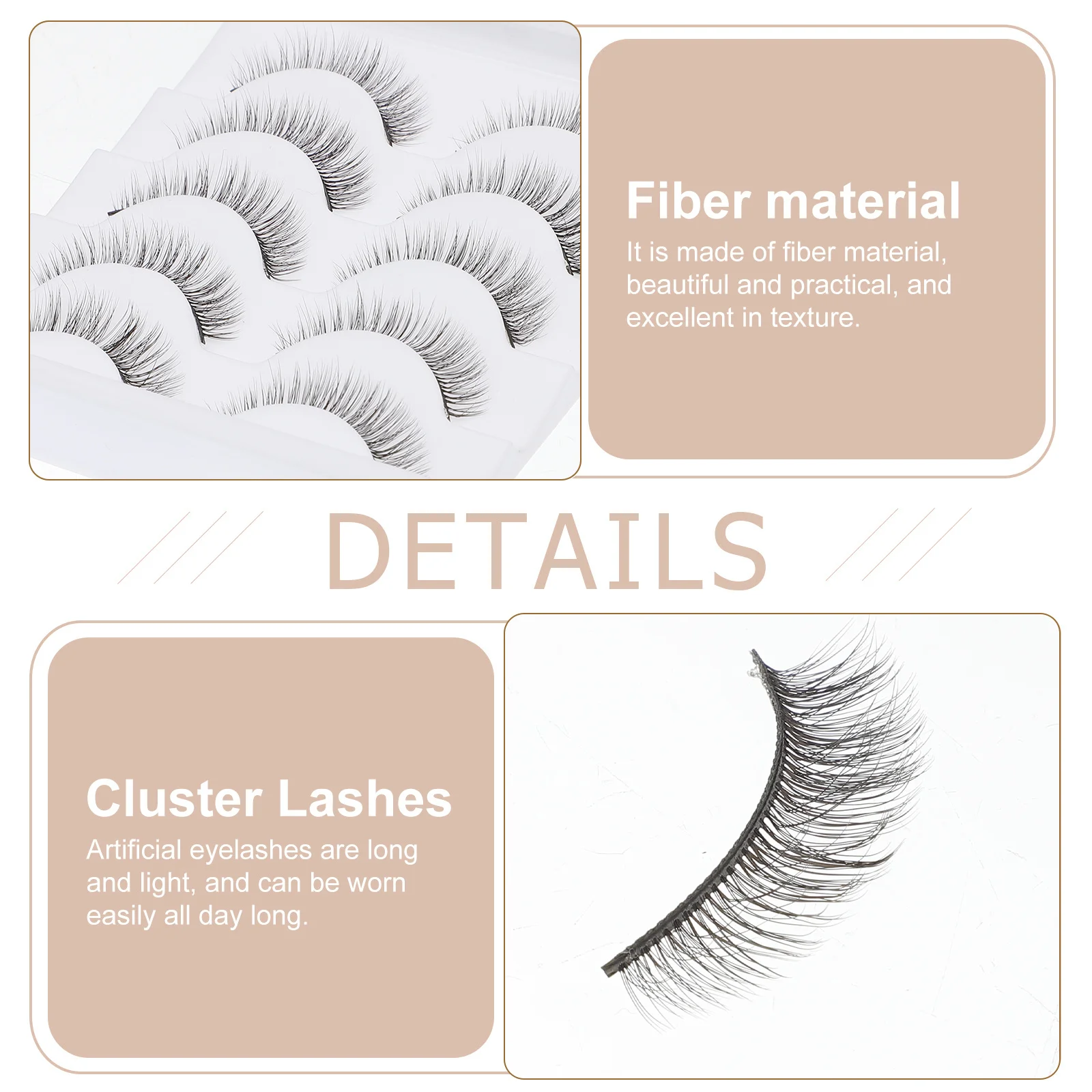 

5Pairs 3D Volume Fake Lashes Lightweight Comfortable Wear Eye Amplifier Lashes for Daily Makeup Festival Stage Performance