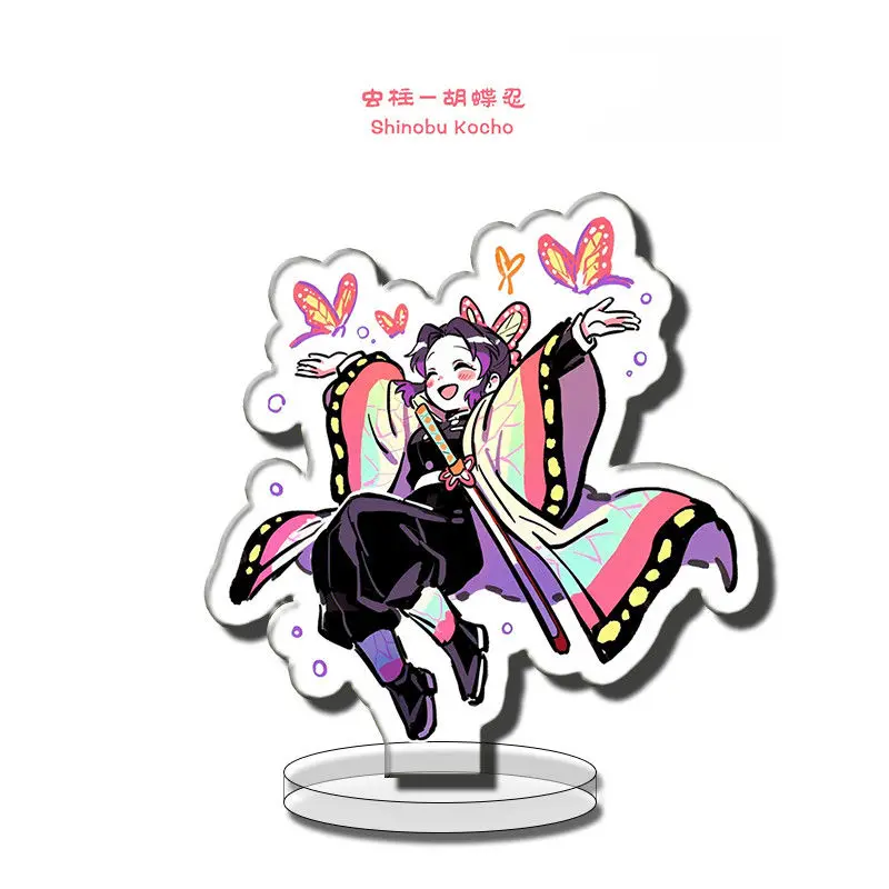 Figurine sur support en acrylique Demon Slayer: Kimetsu No Yaiba, Tomioka Giyuu Kochou Shinobu, périphérique de dessin animé, peinture mignonne, ornement de bureau