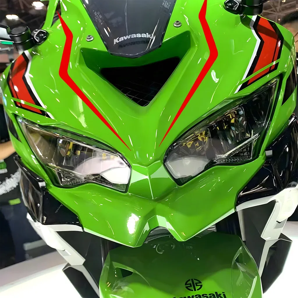 

S T .Motorcycle Fairing Head Sticker Reflective Front Bumper Waterproof Modification Decal For Kawasaki Ninja ZX-4R ZX4R ZX-4RR