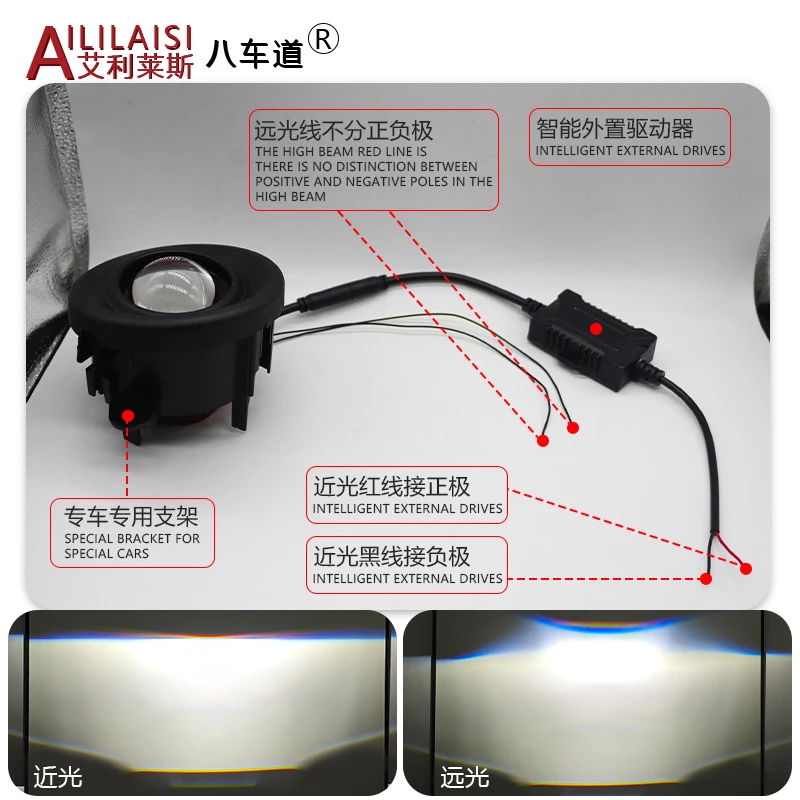 Applicable 2.0inch Bi Led Fog Light Projector Lamp for BMW X1/X3X4X5X6 2011-2019 White Yellow Warm White Light 12V 45W Headlight