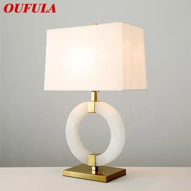 

OUFULA Modern Marble Table Lamp LED Creative Fashion White Simple Desk Light for Decor Home Living Room Bedroom Study