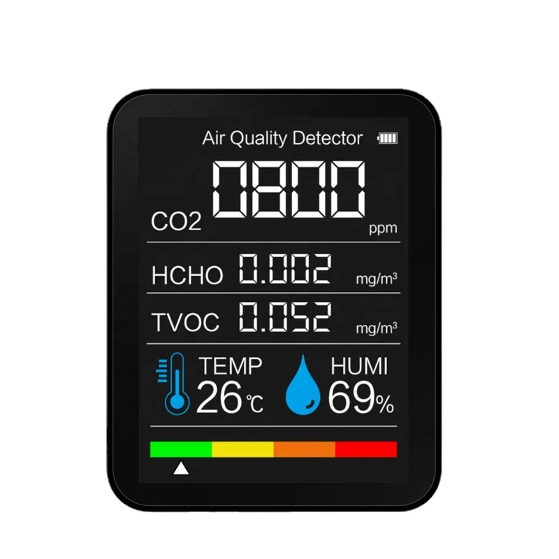 5 in1 Ambient Air Monitor CO2 Carbon Dioxide Pollution indoor Meters Portable Air Quality Monitor Detector de CO2 Meter