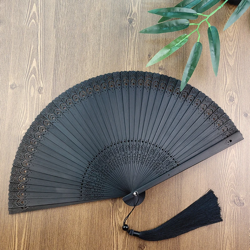 Folding Fan for Men and Women Full Bamboo Chinese Fan Carving Hollow Hand Fan Wedding Gift Fans Portable Handheld Fan Crafts