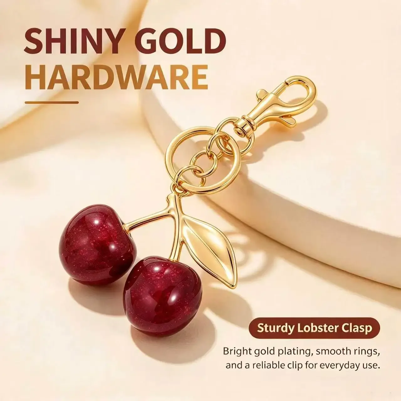 Fashion Cherry Bag Charm Keychain for Women Cute Summer Handbag Pendant DIY Jewelry Accessories Colorfast Purse Decoration