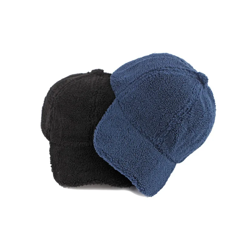 Autumn and Winter Women Baseball Cap Artificial Lamb Wool Hat Thicken Warm Men Sun Hat Plush Fuzzy Outdoor Version Tide Warm Cap