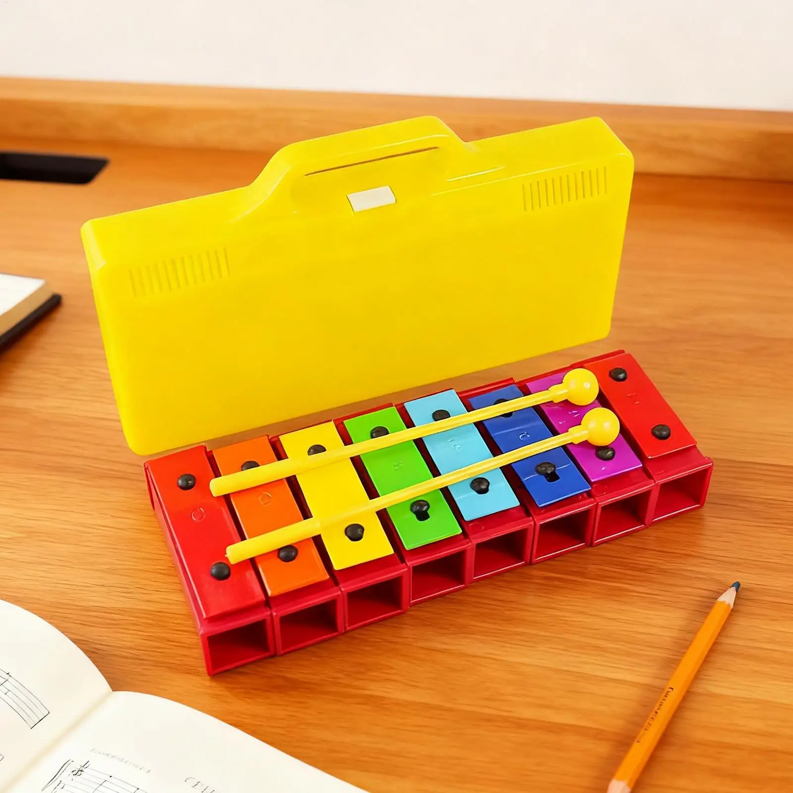 Xilófono de percusión de madera duradero, instrumento Musical de juguete para niños pequeños, sonido melodioso, juguetes para niños con palos, octava de madera