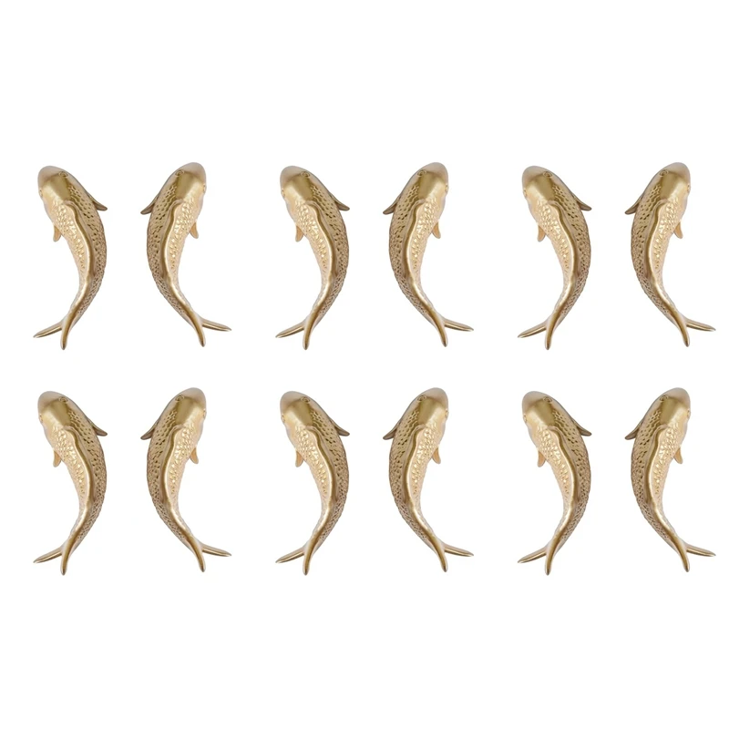 

12Pcs Resin Carp Golden Fish Wall Hanging Ornament Personality Fish Figurine For Home Restaurant Background Wall Decor