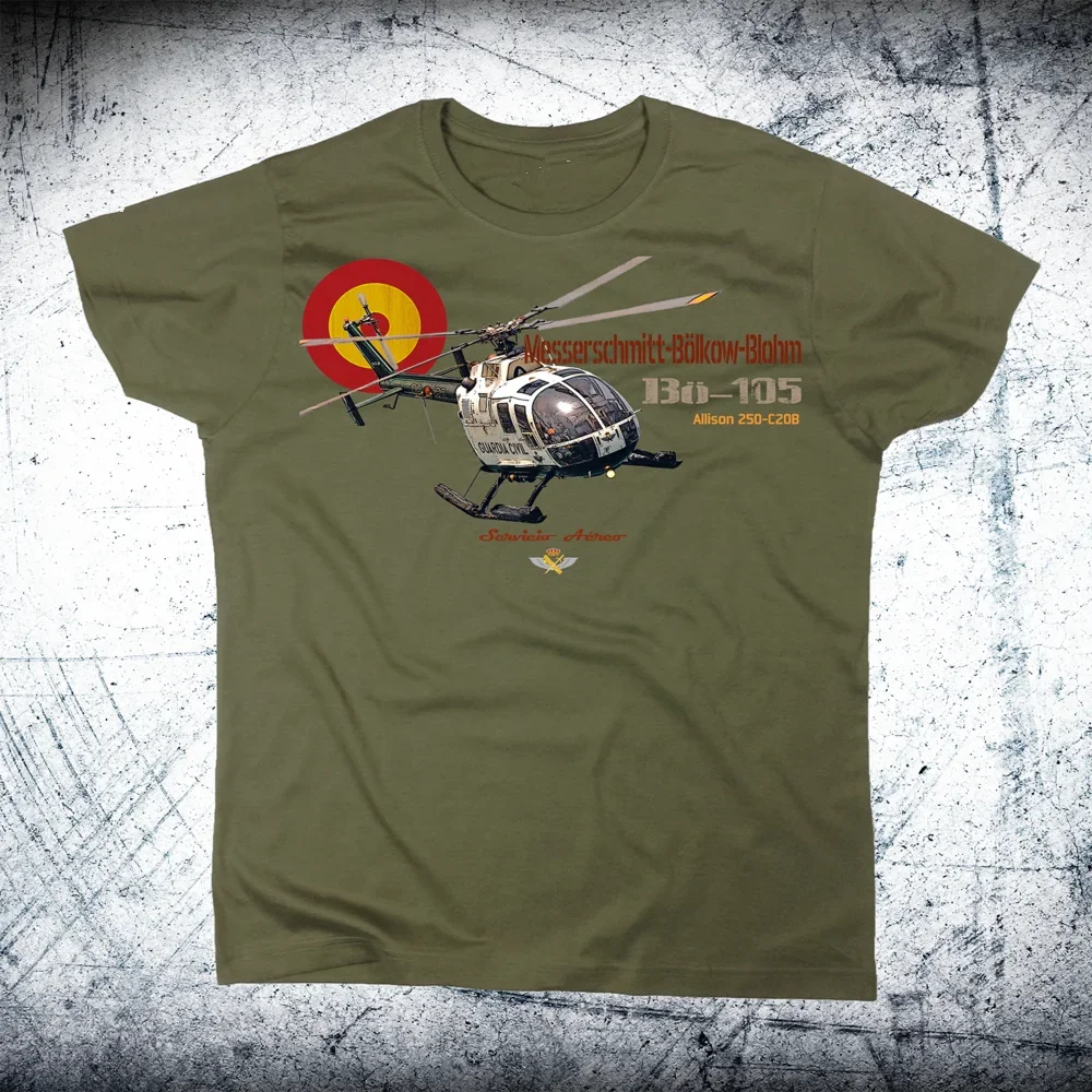 Spanish Helicopter Guardia Civil Bö-105 Men T-Shirt Short Sleeve Casual 100% Cotton O-Neck Summer Shirt