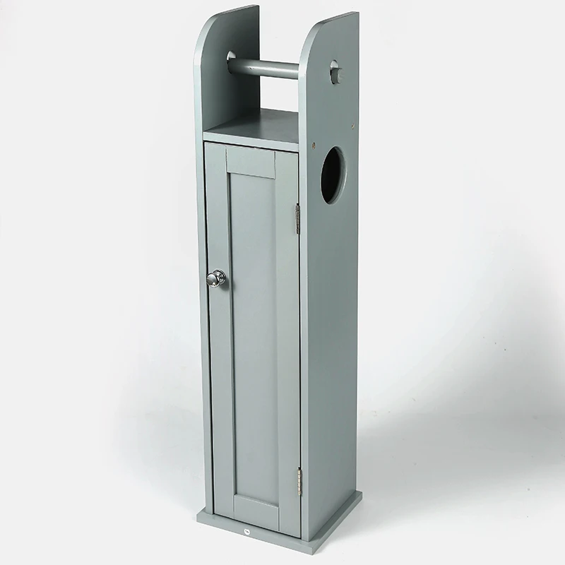 #￥MDF Toilet Paper Holder Stand Free Standing Toilet Tissue Holder Roll Storage Rack for Bathroom Bathroom Storage Cupboards