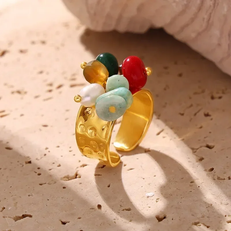 Trendy Jewelry Luxury Temperament Colorful Bead Rings For Girl Women Gifts Pretty DesignHigh Quality Accessories Hot Sale