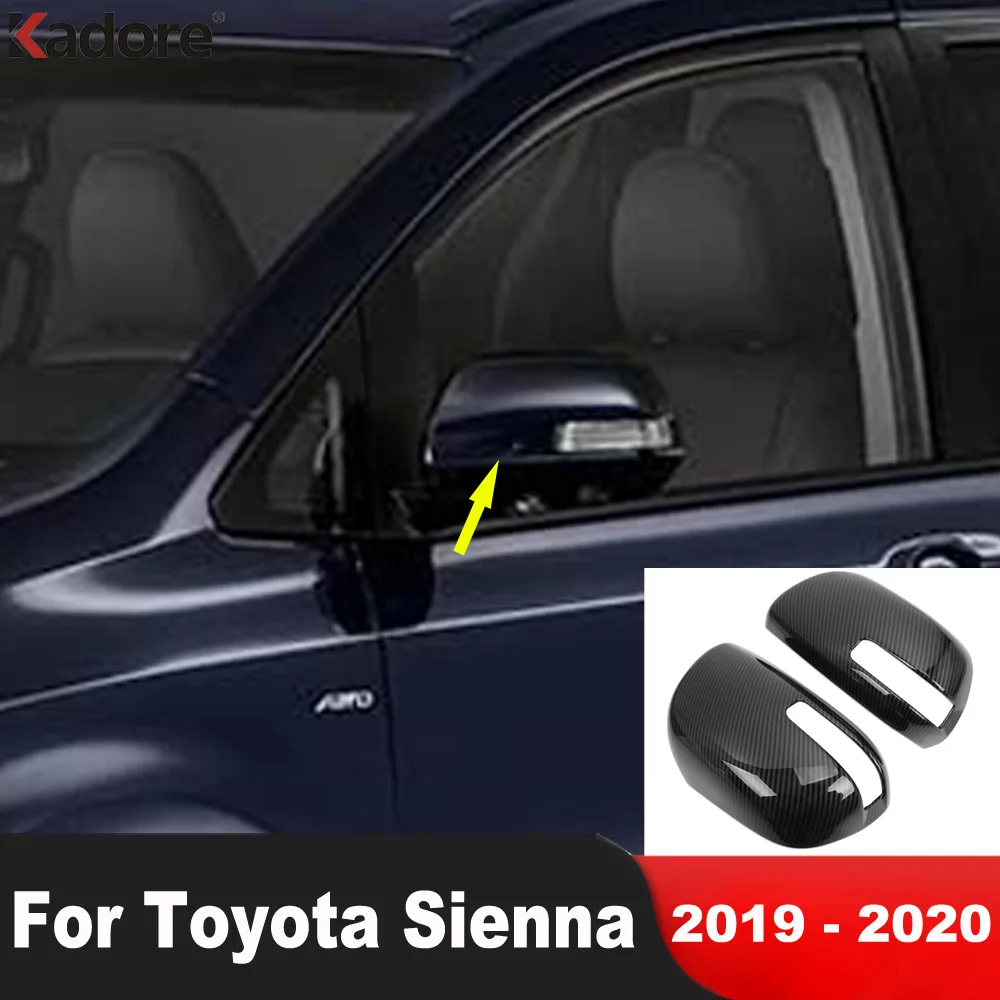 

Чехол для бокового зеркала для Toyota Sienna 2019 2020, чехол из углеродного волокна для автомобильного дверного зеркала заднего вида, крышка с отделкой, верхний слой, внешние аксессуары