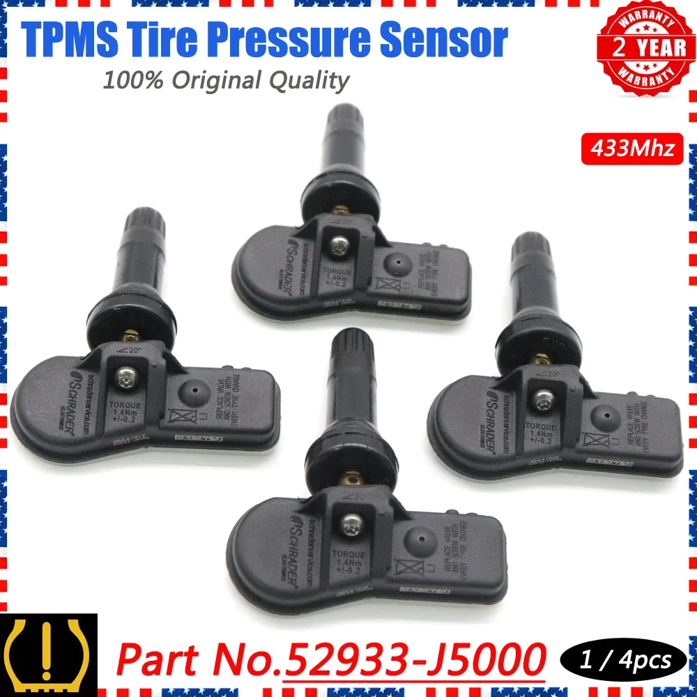 Xuan tpms sistemas de monitor de sensor de pressão dos pneus 52933-j5000 para genesis g70 kia stinger gt gt1 gt2 2.0l 17-21 433mhz 52933j5000