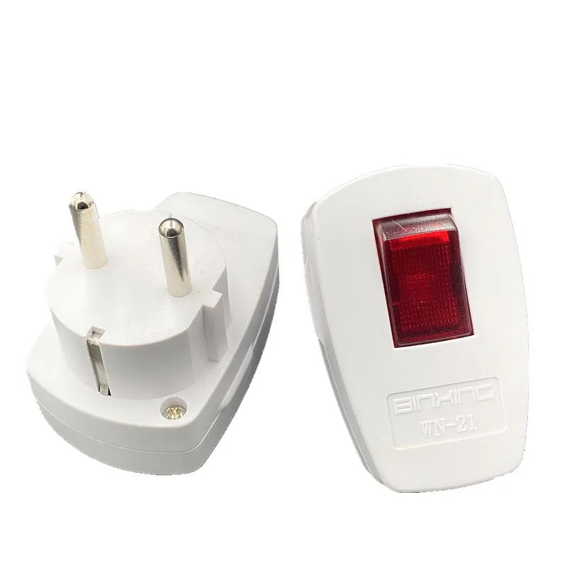 ألمانيا Schuko Rewireable قابس طاقة مع مفتاح الطاقة على الخروج 250 فولت 10A الاتحاد الأوروبي CEE 7/7 محول قياسي وعاء موصل نوع F WT