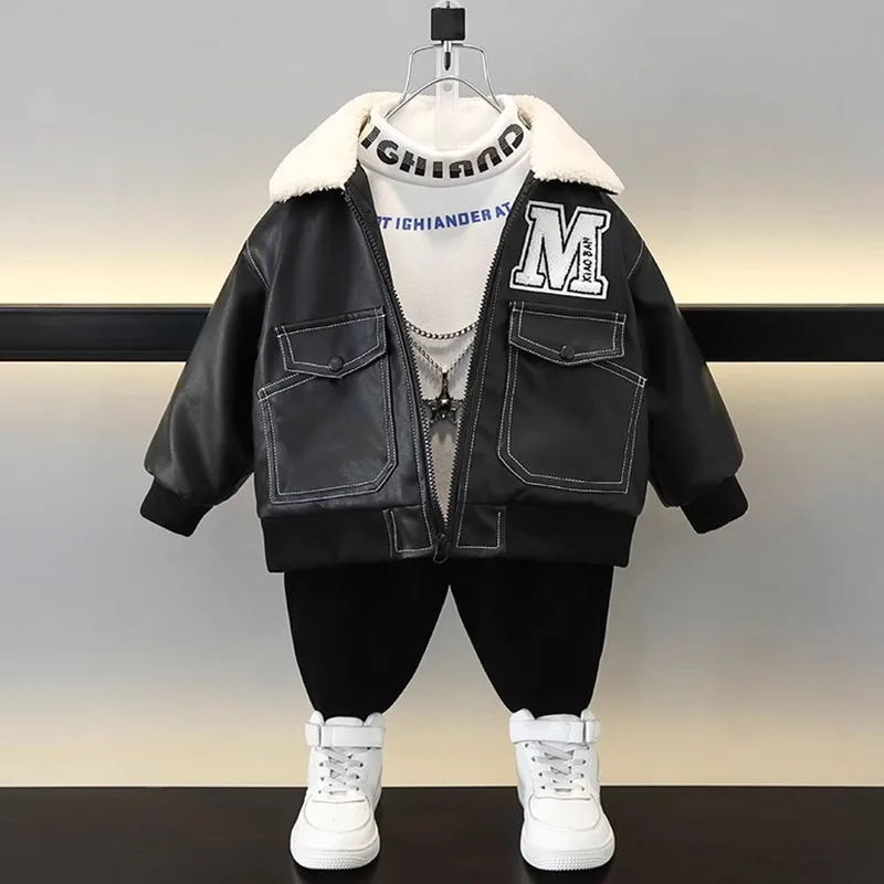 

Утепленная флисовая куртка для мальчиков на осень-зиму, хлопковая одежда для малышей, теплая водонепроницаемая плюшевая верхняя одежда, молодежная модная куртка