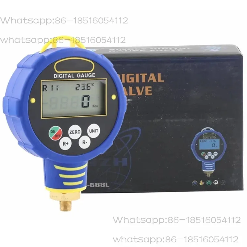 Pressure Vacuum Gauge Measurement 688l Portable Adjustable Digital Display Refrigeration Air Conditioning Tube Pressure Gauge