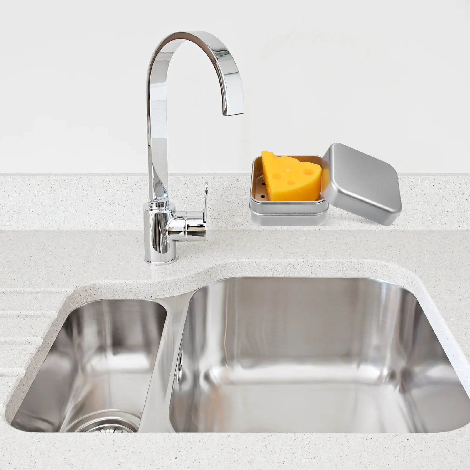 

2 Pcs Travel Soap Case Portable Holder Traveling Container Silver with Lid Self Draining