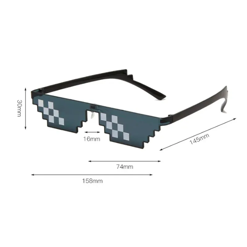 Funny Thug Life Sunglasses Pixel Funny Original Costumes Woman Male Vintage Pixel Black Mosaic Sunglasses Cool Funny Glasses