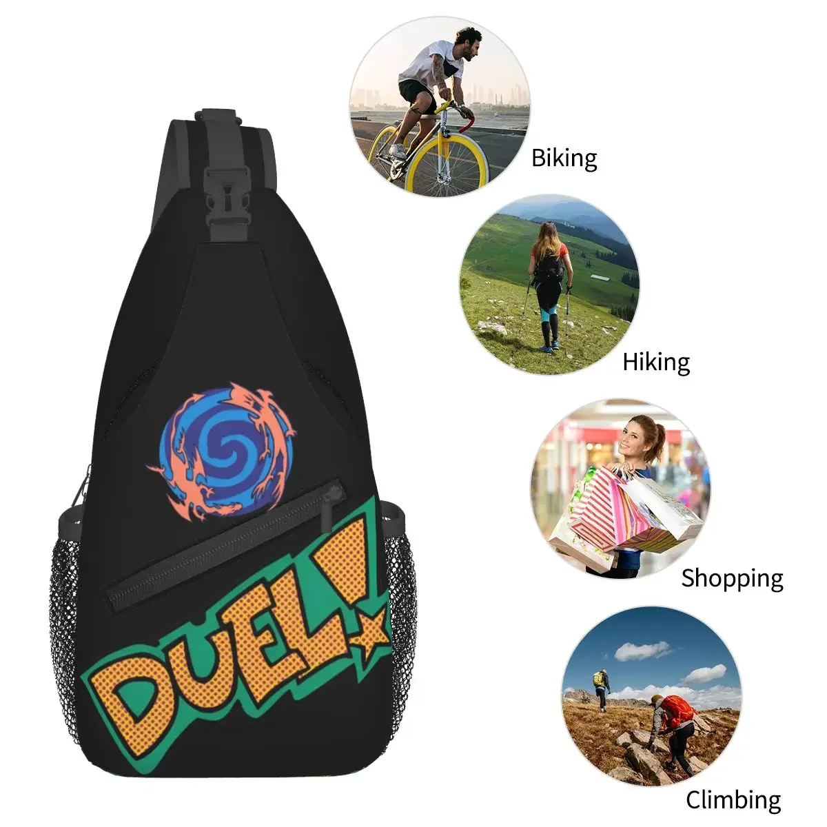 Blue Eyes White Dragon Polymerization Small Sling Bags Chest Crossbody Shoulder Backpack Sports Daypacks Yu-Gi-Oh! Pattern Pack