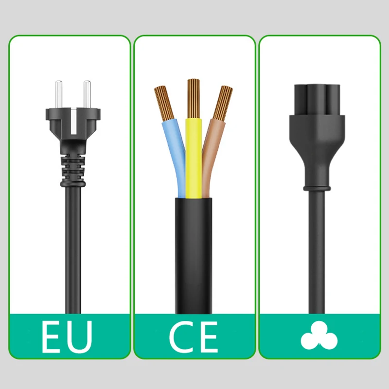 AC Power Cord Lead 3 Pin EU European PLUG PC LCD LED Cable Prong Laptop,1M Pure copper power cord