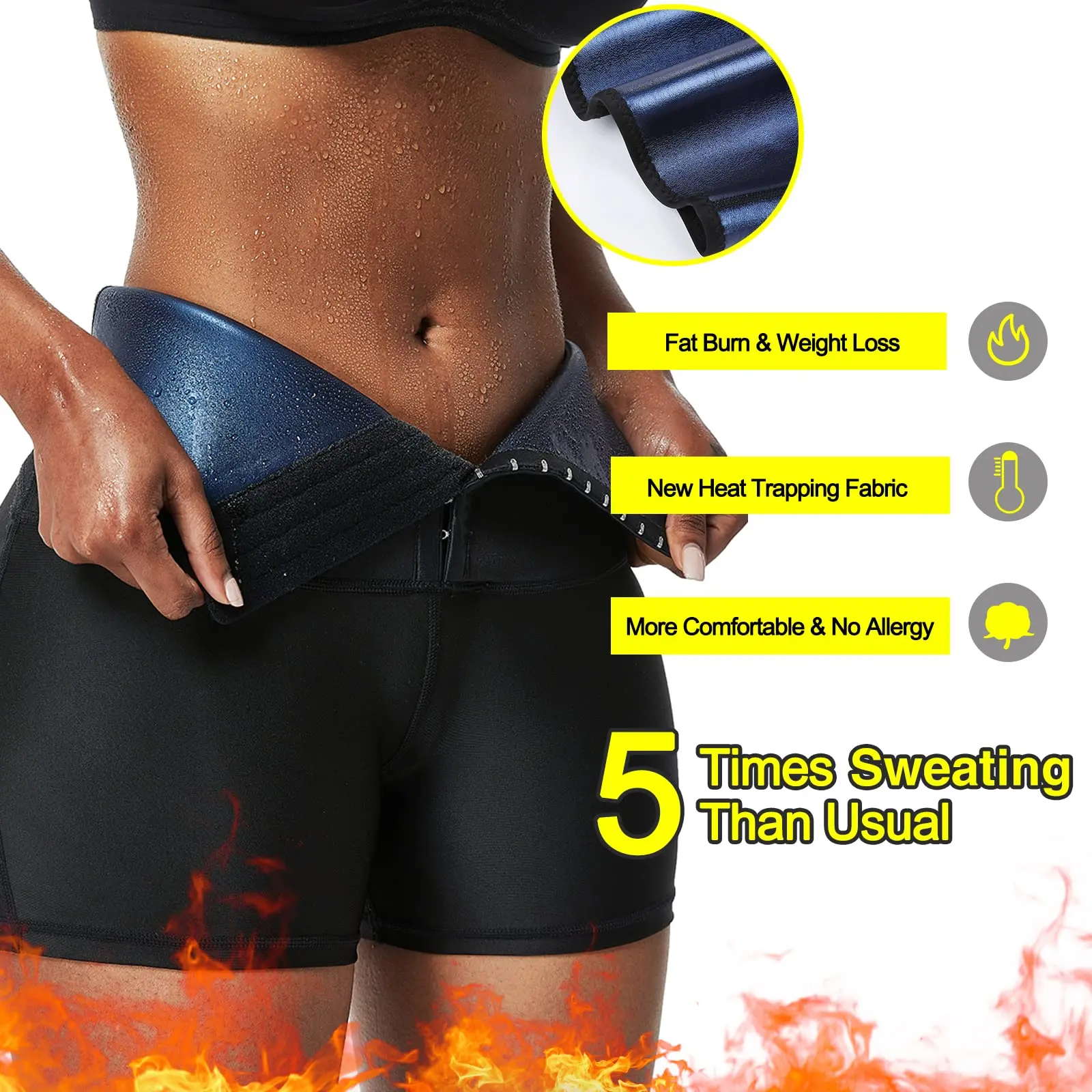 Sauna Sweat Shorts for Women High Waist Trainer Legging Compression Slimming Weight Workout Sauna Suit Pants Shaper