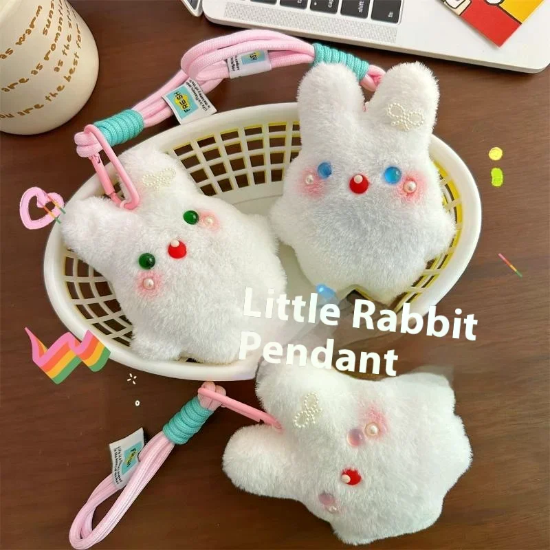 Cartoon Nette Lange-ohr Kaninchen Quietschen Plüsch Puppe Stofftiere Schlüsselbund Anhänger Lanyard Girly Schlüsselring Tasche Hängen Ornamente Geschenke