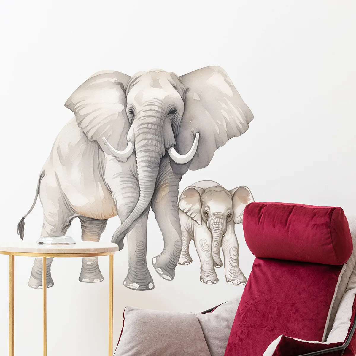 2pcs Cartoon Animal Elephant Wall Stickers Living Room Children's Room Kindergarten Decorative Wall Stickers Wallpaper Bm3020