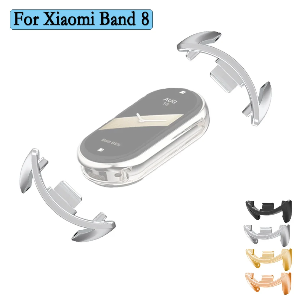 Aço inoxidável Watch Metal Connector, Pulseira Adaptador, Acessórios de Substituição, Sem Costura, Xiaomi Mi Band 8, 2Pcs