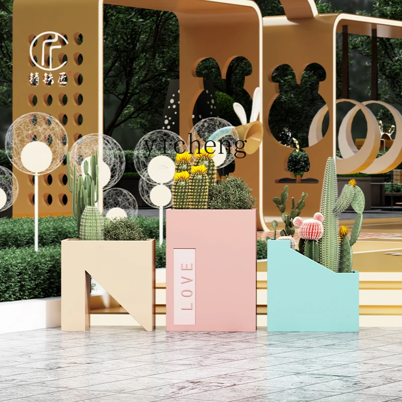 

ZZ outdoor flower box net red flower slot macaron color kindergarten restaurant playground flower bed combination